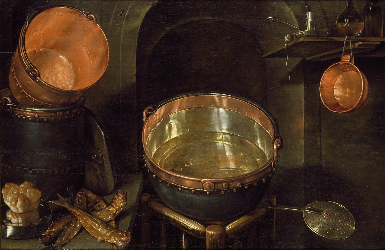 Zátiší s kuchyňským náčiním, 17. století od Cornelis Jacobsz