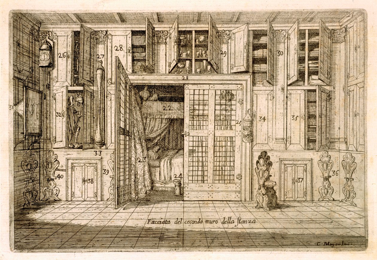 Interiér, salonStudie z knihy Cornelio Meyera, 1696, rytina (viz 255700) od Cornelis Jansz. Meyer