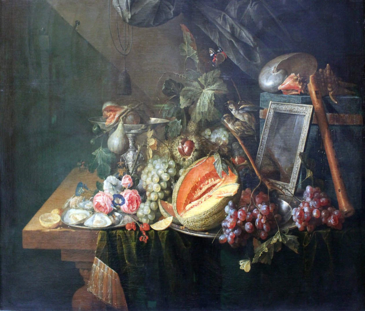 Zátiší s kopulujícími vrabci od Cornelis de Heem
