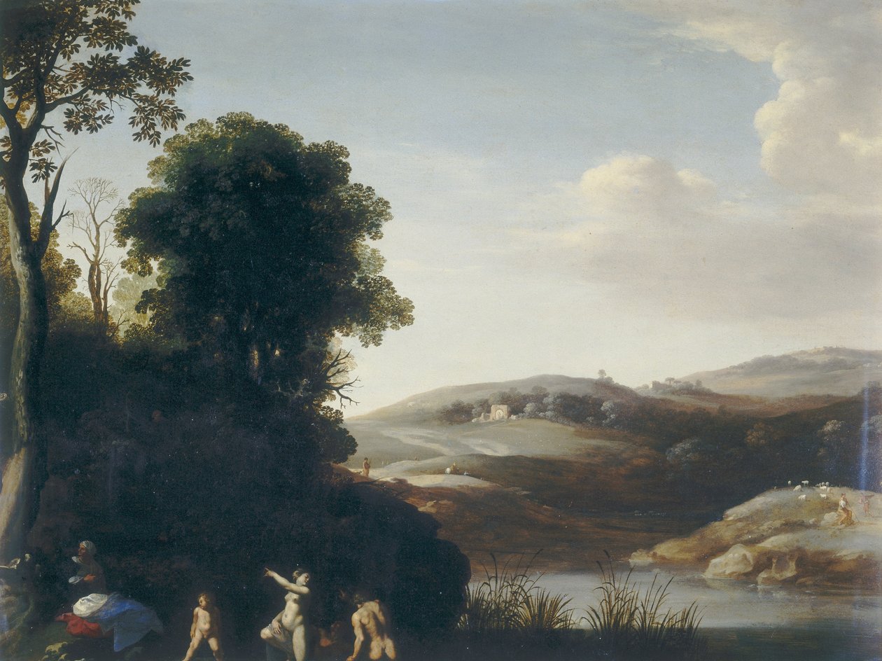 Krajina s koupajícími se od Cornelis van Poelenburgh or Poelenburch