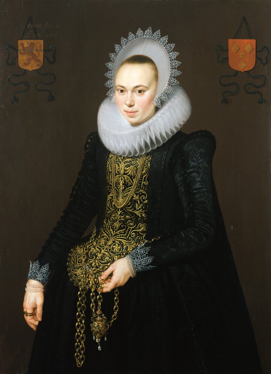 Portrét Justiny van Teylingen, 1616 (dvojice viz 307901) od Cornelis van der Voort