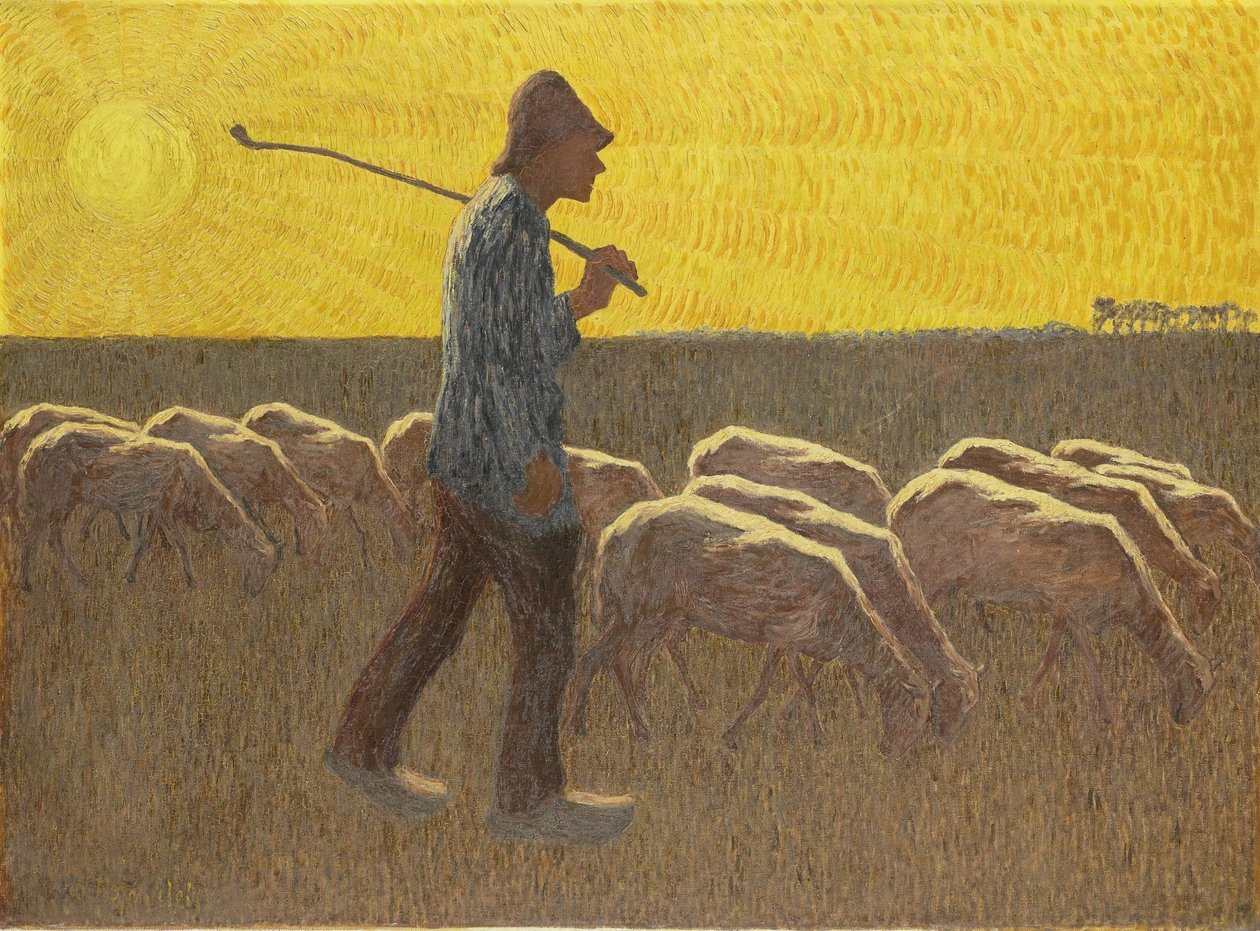Pastýř s ovcí, kolem roku 1920 (olej na plátně) od Cornelis Albert van Assendelft
