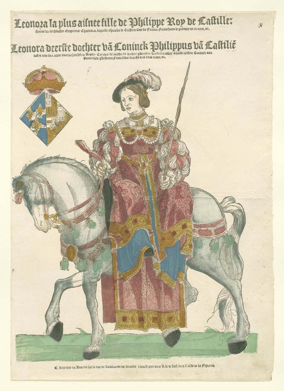 Portrét Eleonory z Francie na koni od Cornelis Anthonisz. (manner of)