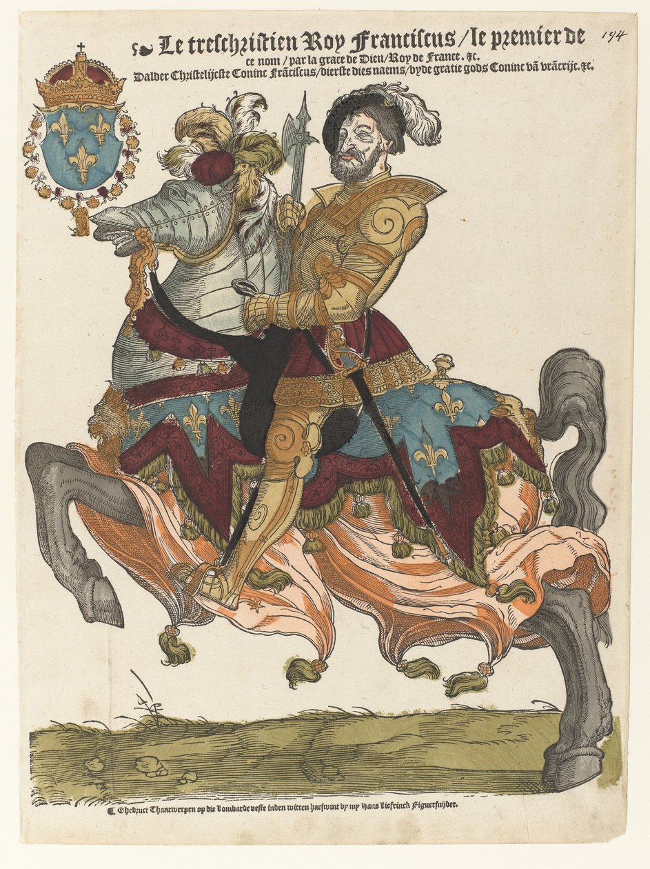 Portrét Franse I. na koni od Cornelis Anthonisz. (manner of)