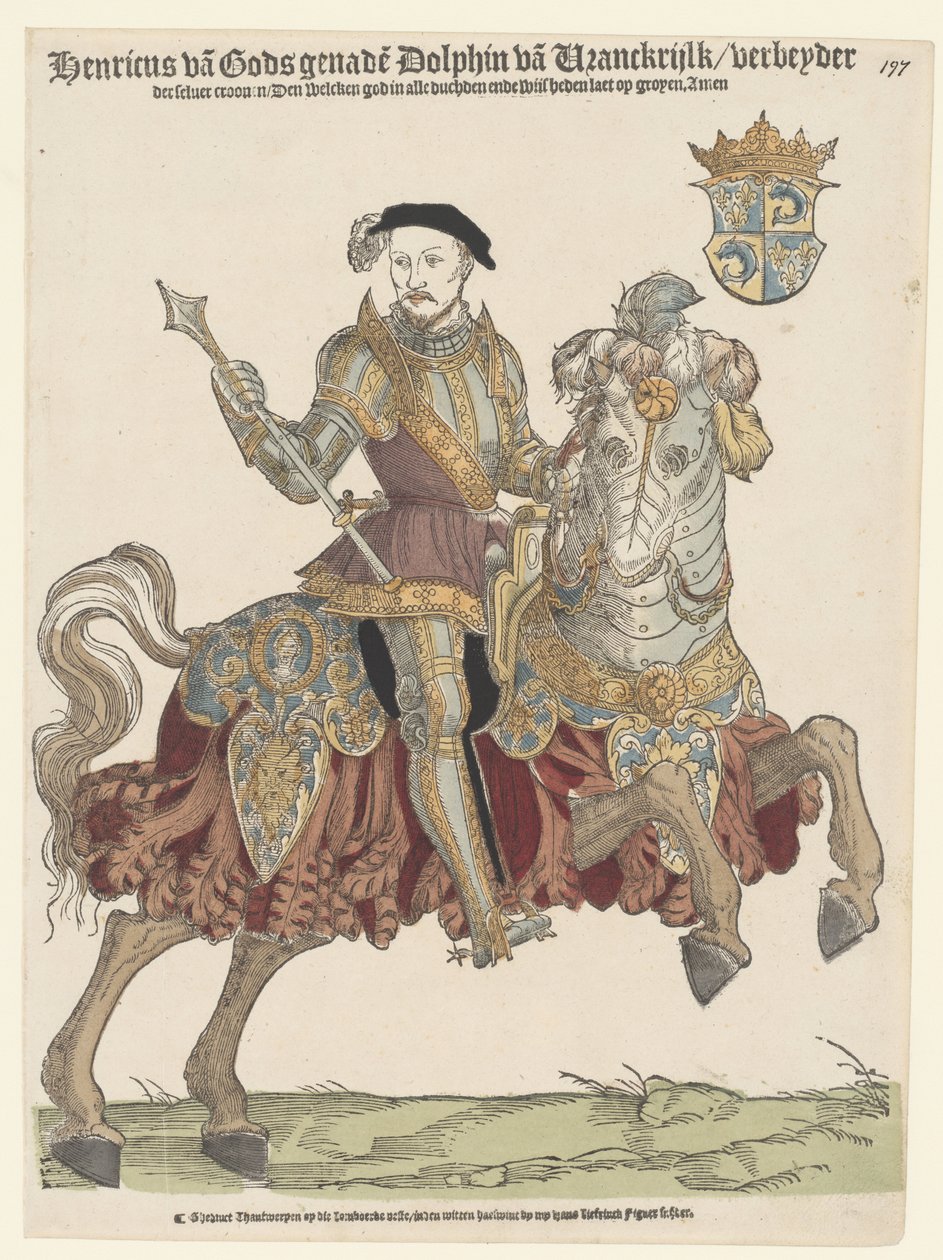 Portrét francouzského Jindřicha II na koni od Cornelis Anthonisz. (manner of)