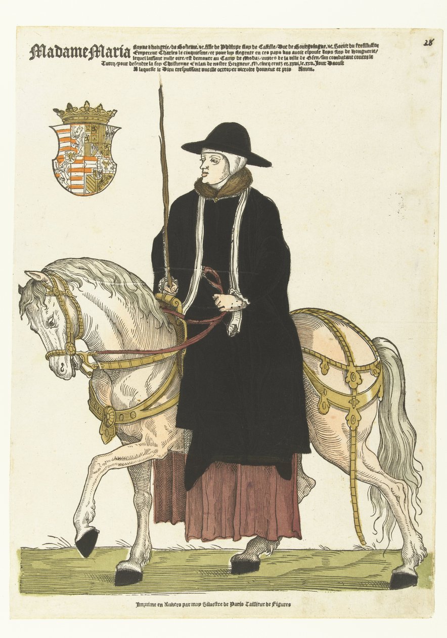Portrét Marie z Maďarska na koni od Cornelis Anthonisz. (manner of)