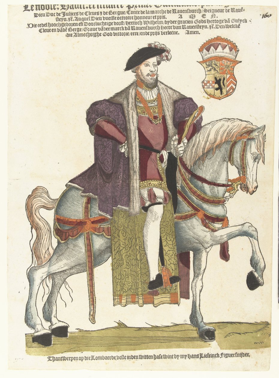 Portrét vévody Willema van Cleves, Jülicha a Berga, hraběte z Marka, lorda z Ravensteinu na koni od Cornelis Anthonisz. (manner of)