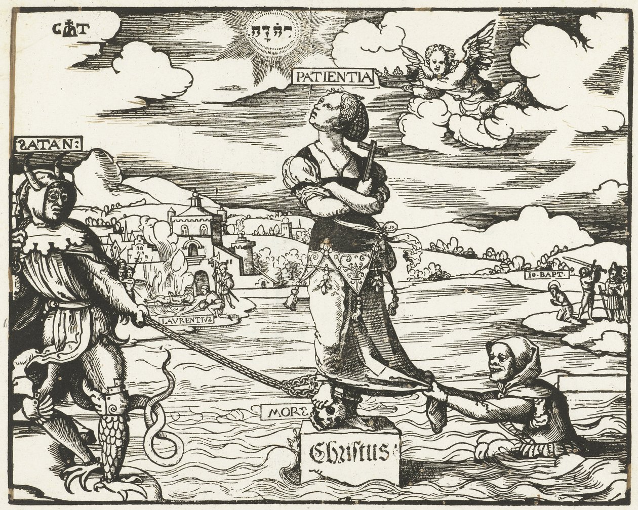 Trpělivost (Patientia) na kameni ve vodě od Cornelis Anthonisz.