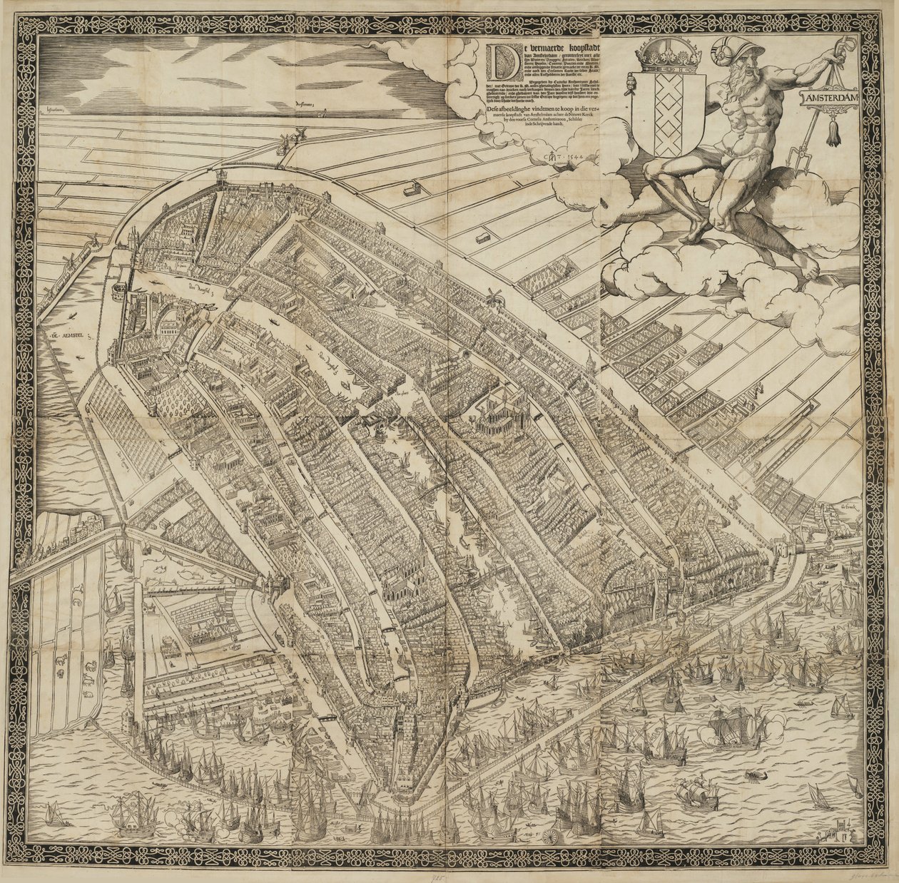 Německy: Die berühmte Handelsstadt Amsterdam
nizozemsky: De vermaerde koopstadt van Amstelredam od Cornelis Anthonisz.