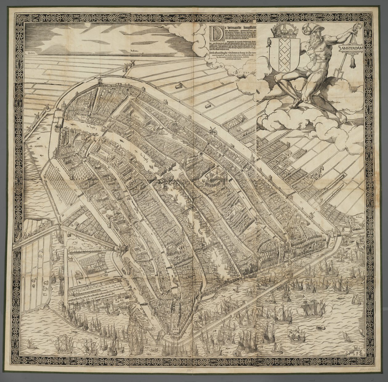 Německy: Die berühmte Handelsstadt Amsterdam
nizozemsky: De vermaerde koopstadt van Amstelredam od Cornelis Anthonisz.
