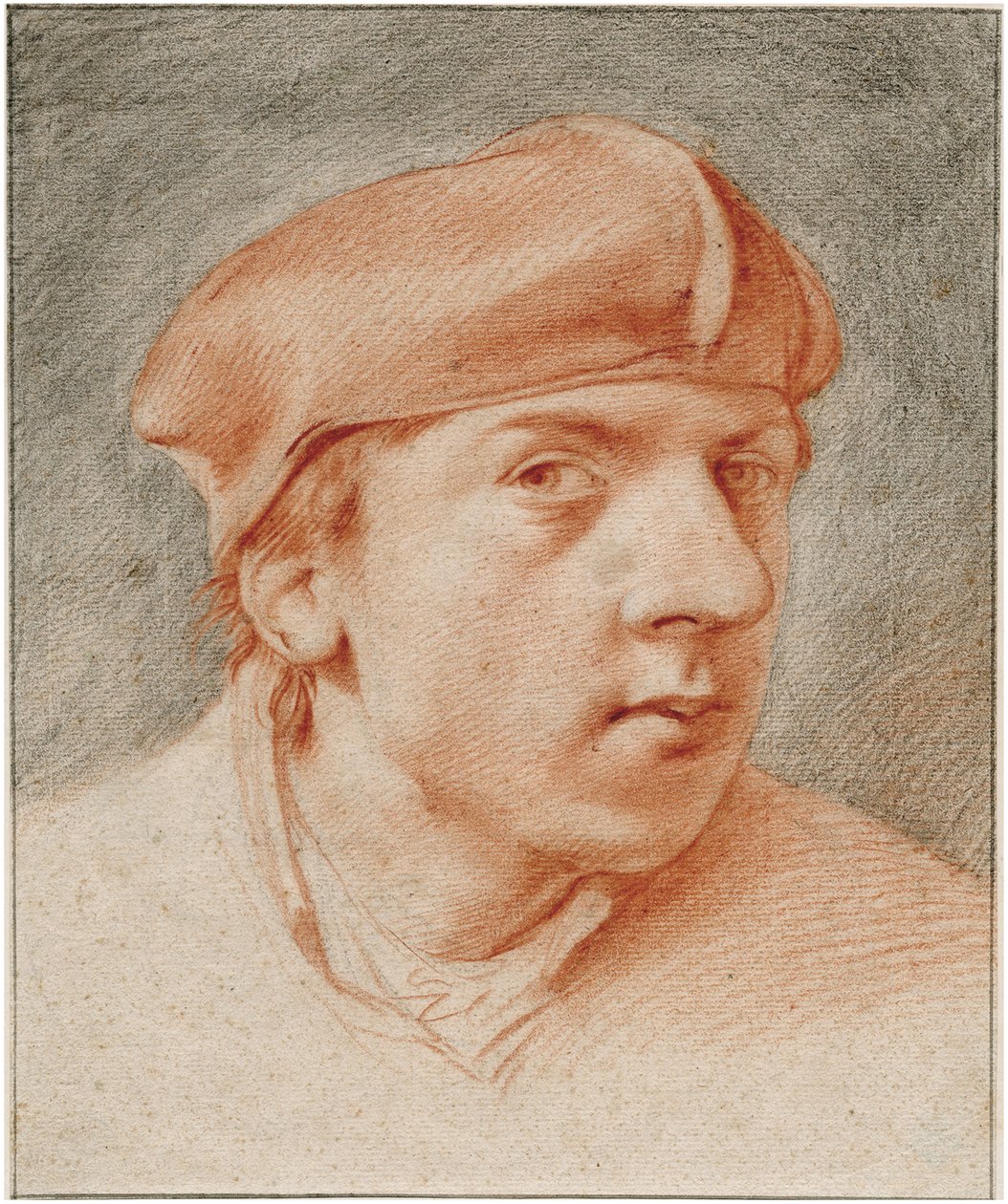 ""Autoportrét au baret"" (Autoportrét s baretem) Sanguine de Cornelis Pietersz Bega (1631/2-1664) The Rembrandt House, Amsterdam od Cornelis Pietersz Bega