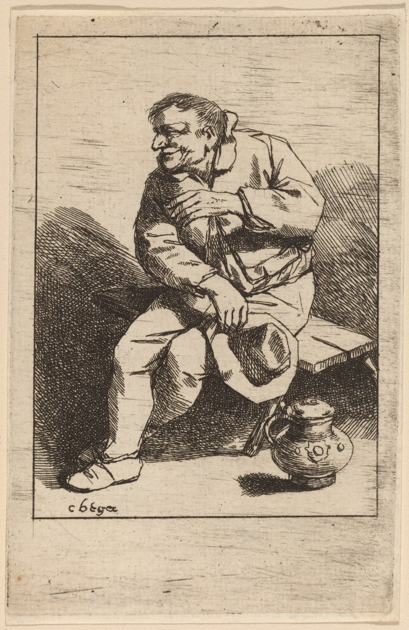 Sedící muž s kloboukem v pravé ruce od Cornelis Pietersz Bega