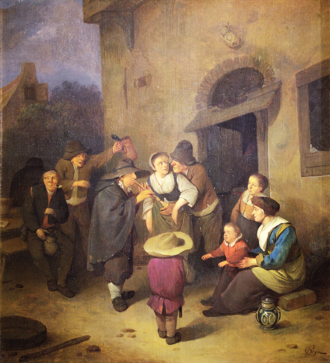 Pouliční hudebníci (olej na panelu) od Cornelis Pietersz Bega