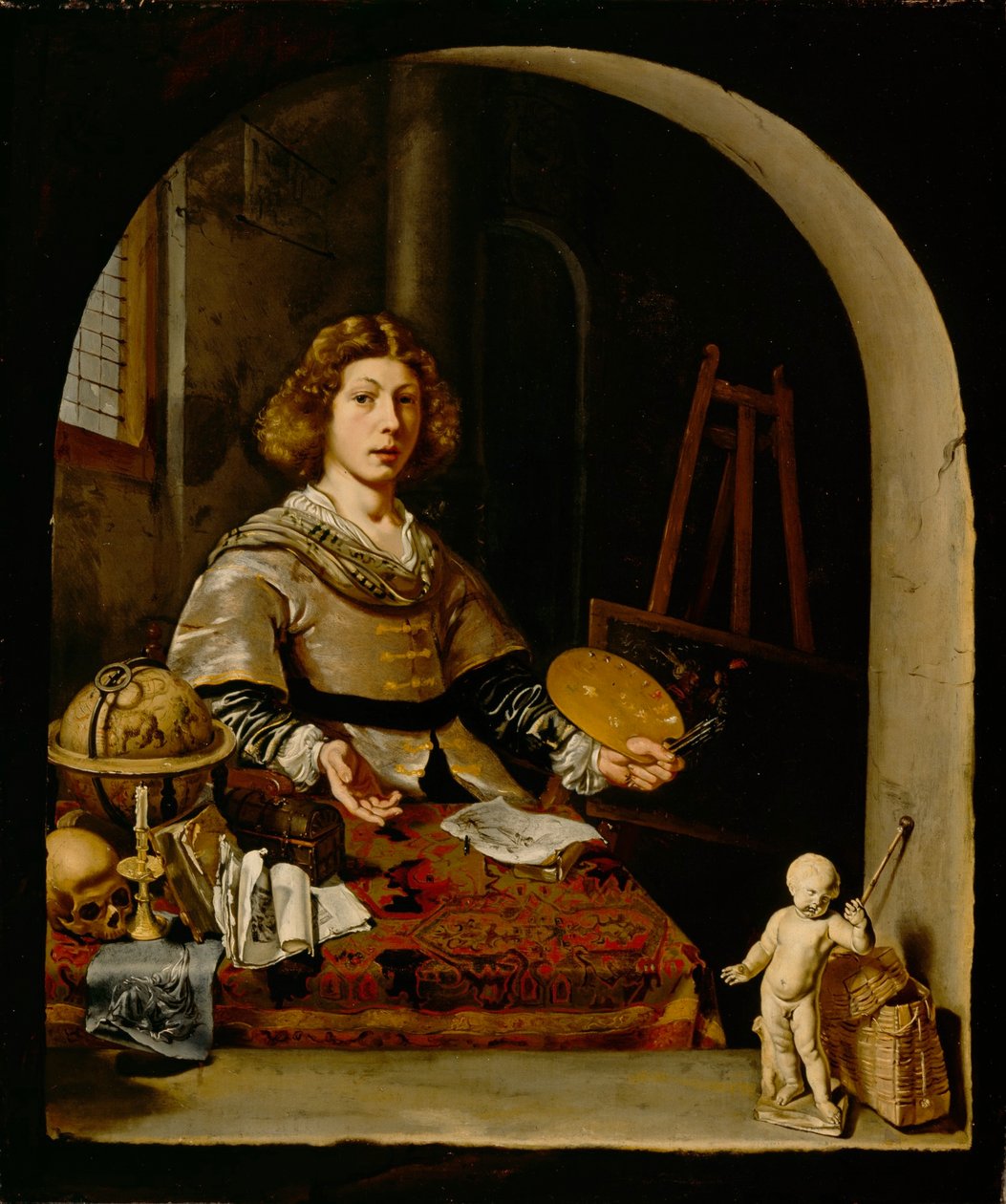 Umělec ve svém ateliéru od Cornelis Bisschop