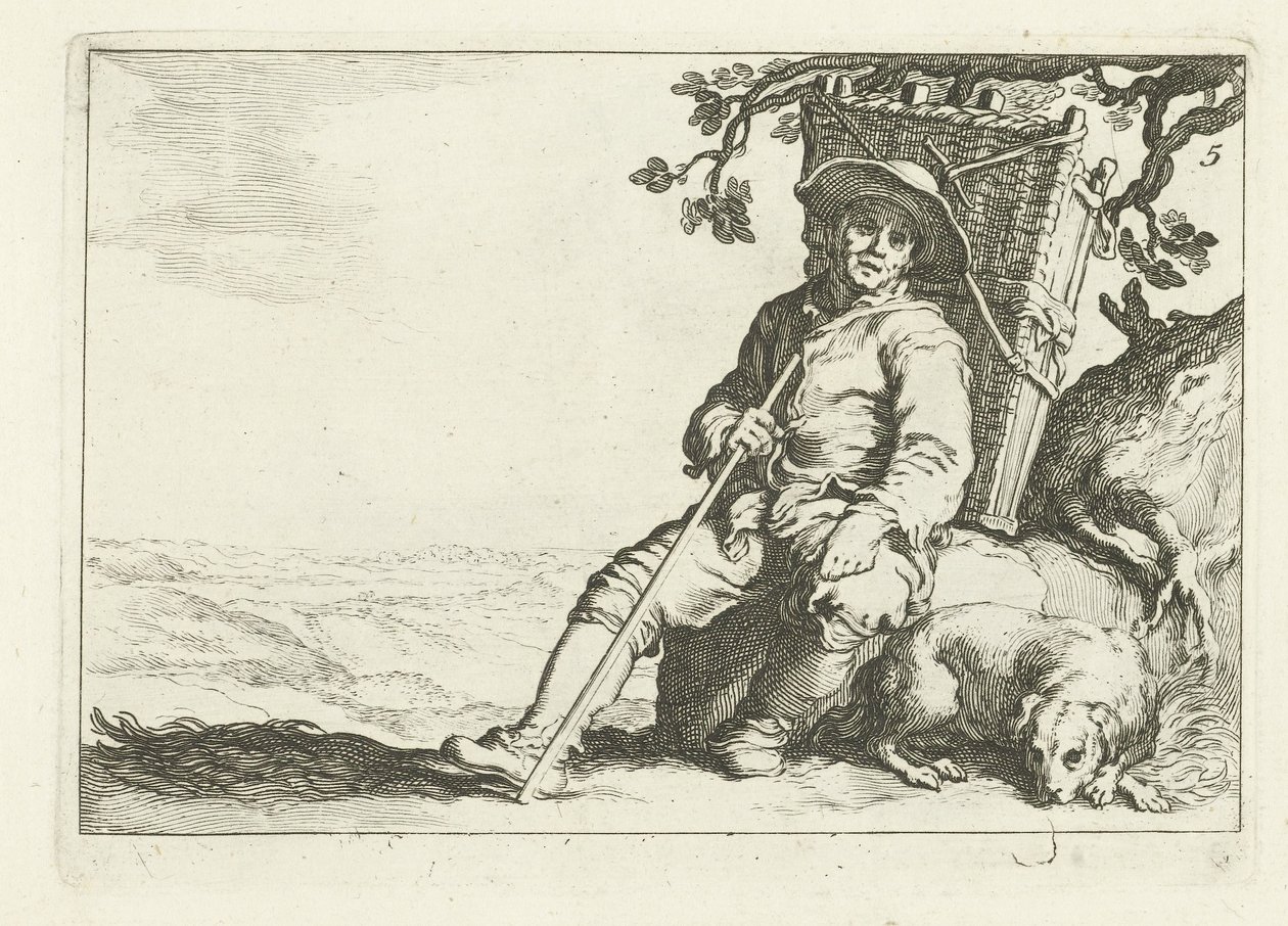 Odpočívající kramář 16 výtisků z různých sérií od Cornelis a Frederika Bloemaertových (název série) od Cornelis Bloemaert (II)