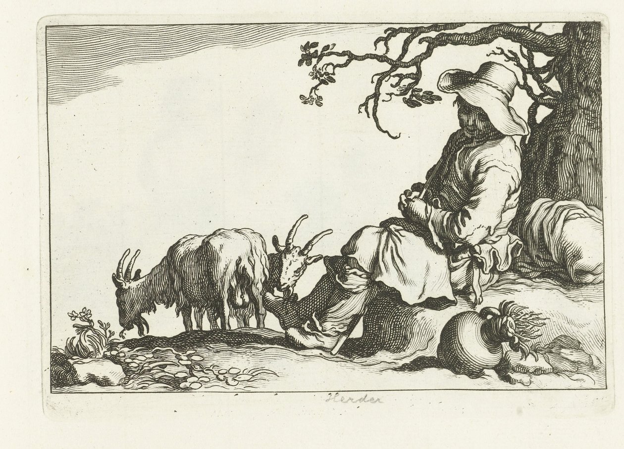 pastevec koz 16 výtisků z různých sérií od Cornelis a Frederika Bloemaertových (název série) od Cornelis Bloemaert (II)