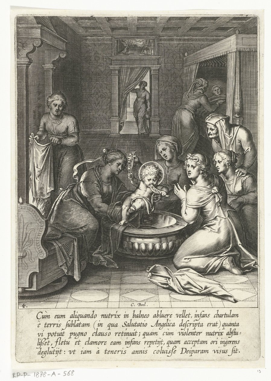 Thomas jí papír s Ave Marií Život svatého Tomáše Akvinského (název série) od Cornelis Boel