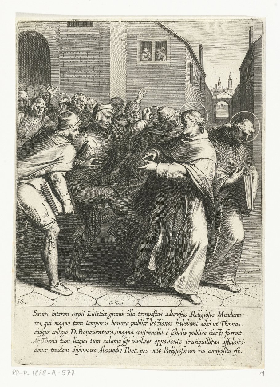 Thomas a Saint Bonaventure jsou vyloučeni z univerzity Život svatého Tomáše Akvinského (název série) od Cornelis Boel