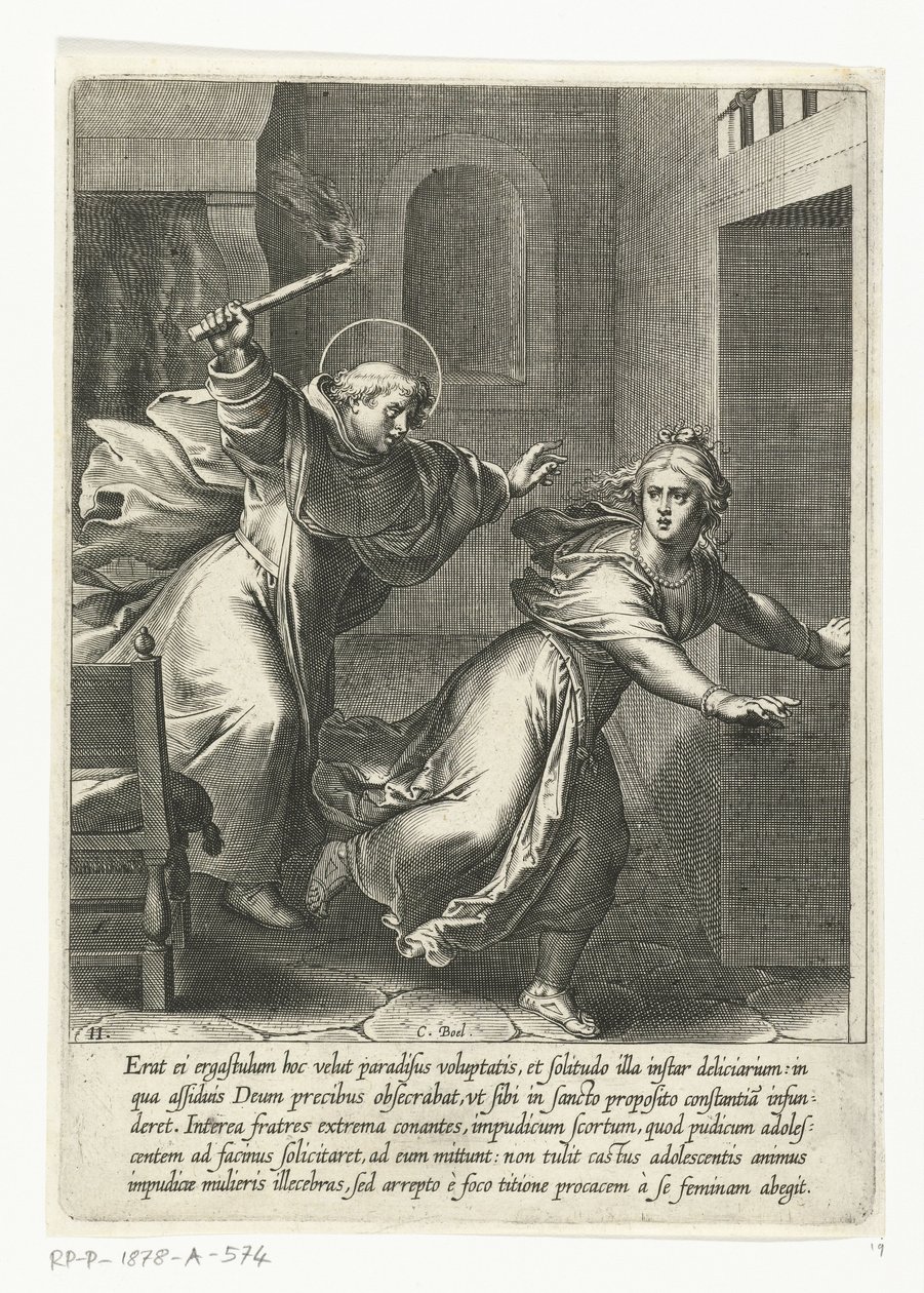Thomas pronásleduje pokušení Život svatého Tomáše Akvinského (název série) od Cornelis Boel