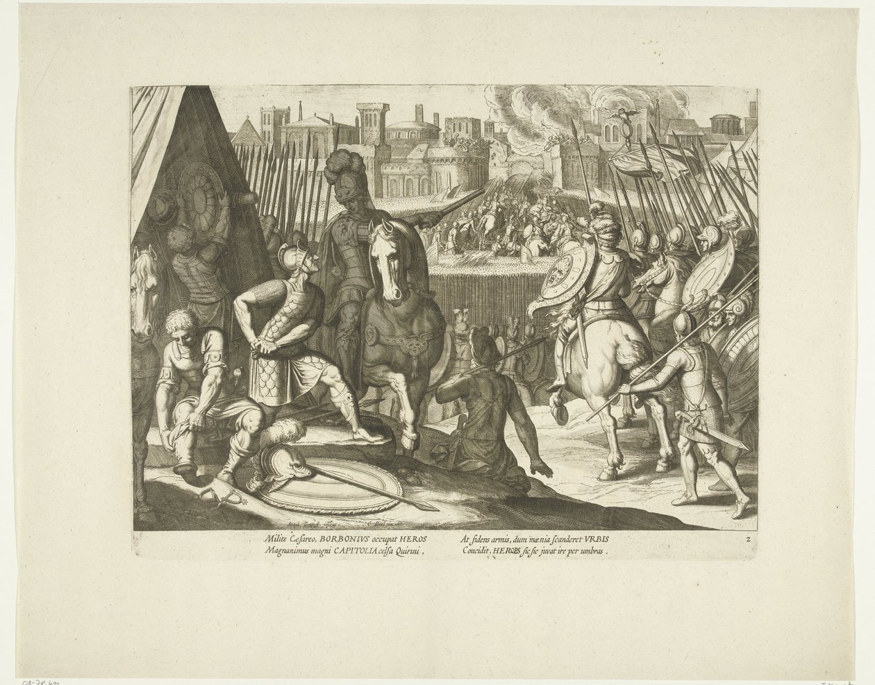 Verovering of Rome, 1527, nr. 2 Scény uit het leven van Karel V (název seriálu) Život císaře Karla V. ve velmi krásných hlubotiskách, vyrytých do návrhů slavného A. Tempeste, dvěma z nejšikovnějších mistrů J. de Gein & C. Boel. Na od Cornelis Boel