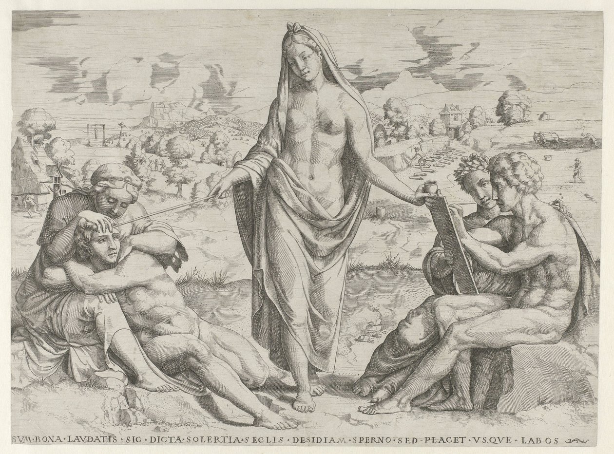 Vynalézavost odměňuje píli a trestá lenost od Cornelis Bos (attributed to)