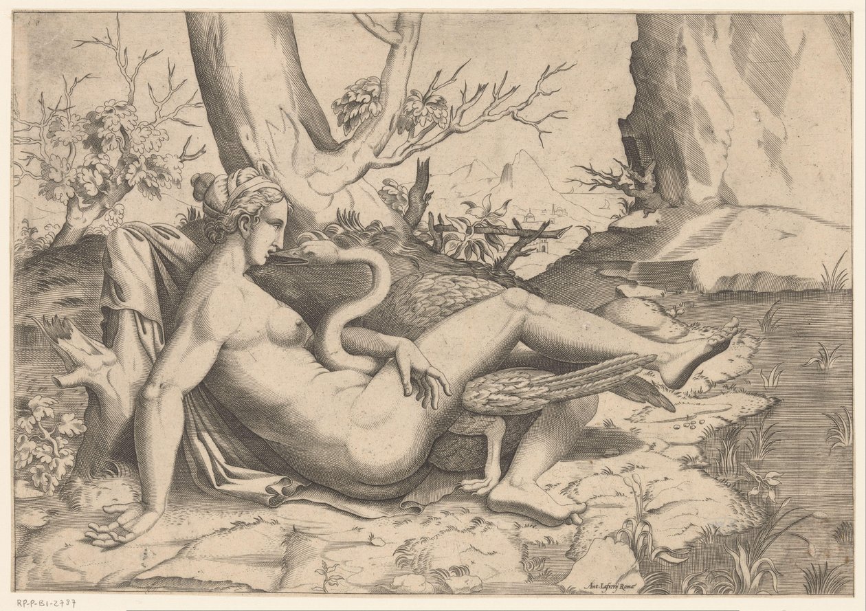 Leda a labuť od Cornelis Bos (possibly)