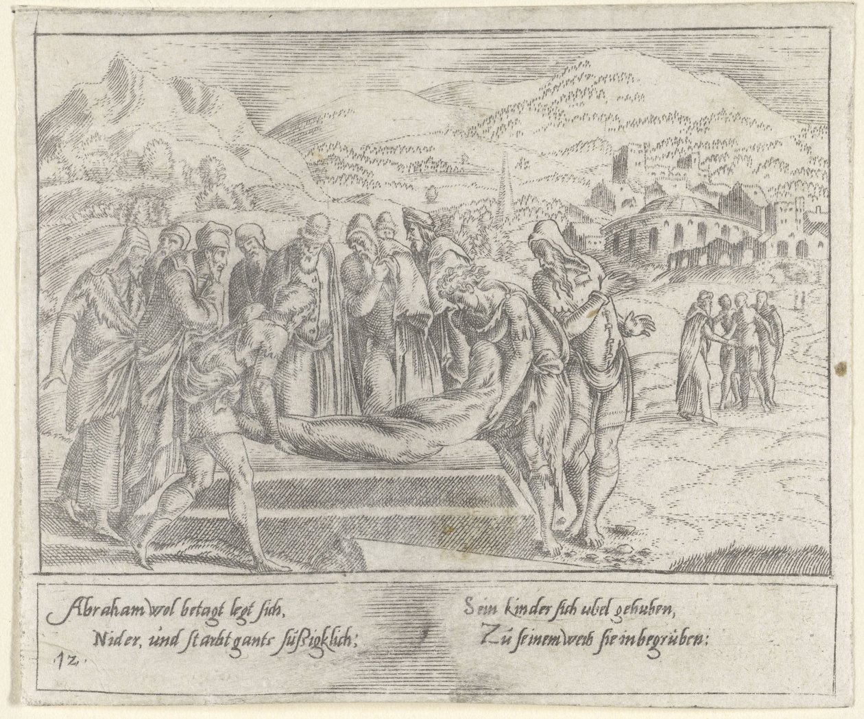 Abrahámův pohřeb The Life of Abraham (název série) od Cornelis Bos