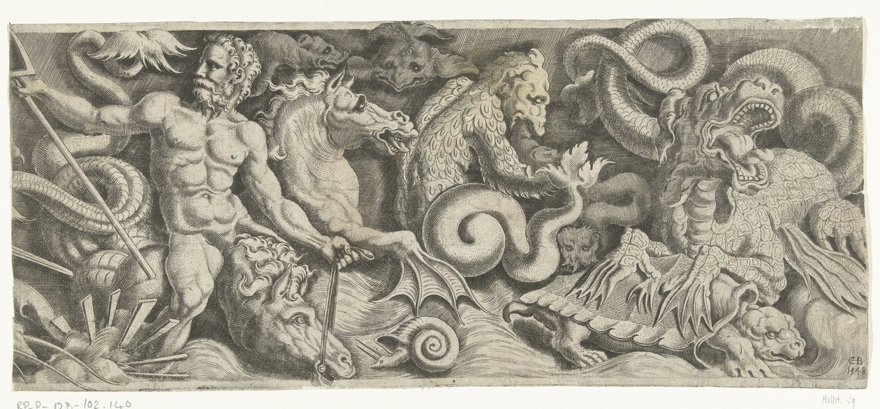Frisian s triumfem Neptuna, pravá deska od Cornelis Bos