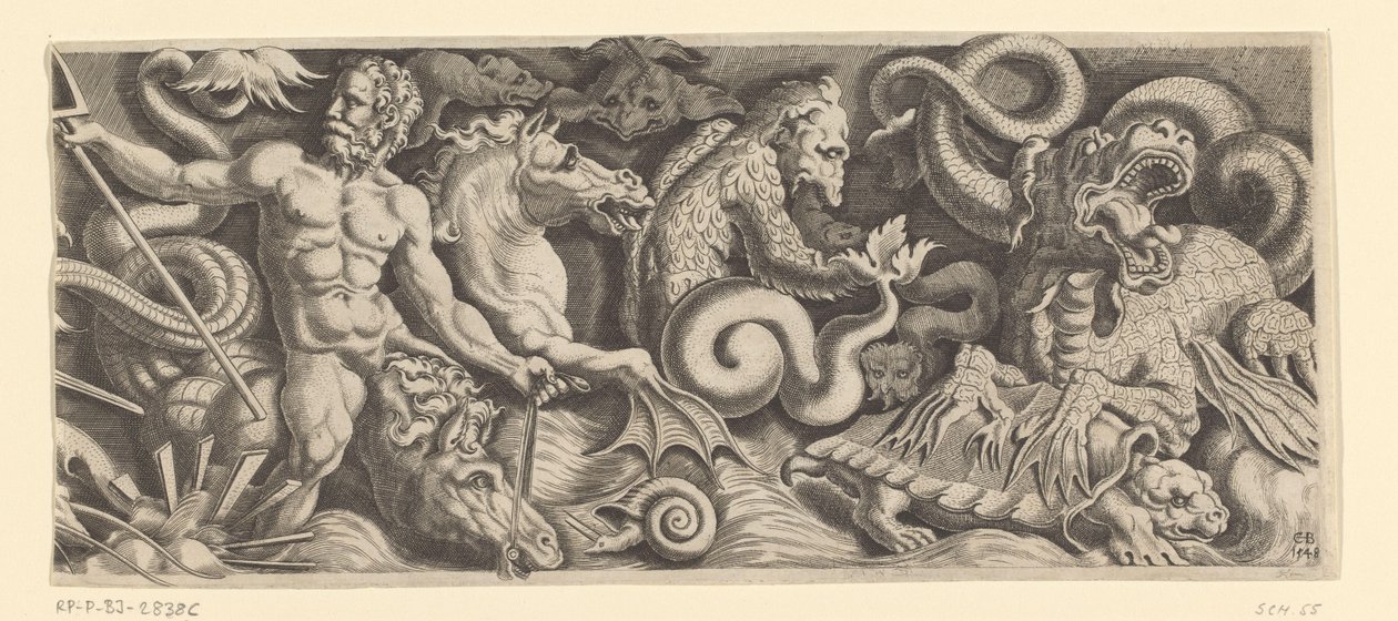 Frisian s triumfem Neptuna, pravá deska od Cornelis Bos