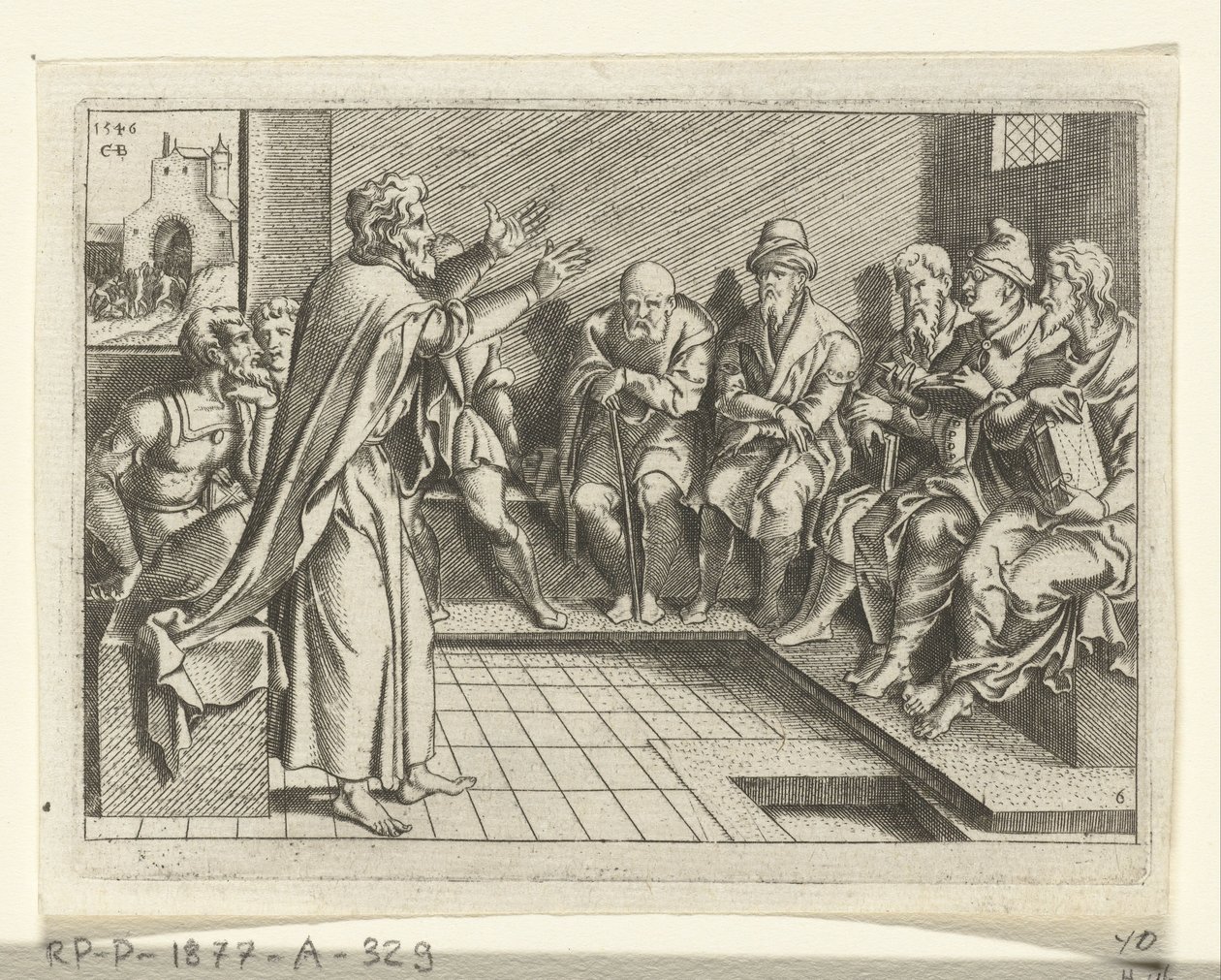 Pavel káže v synagoze The Life of Paul (název série) od Cornelis Bos