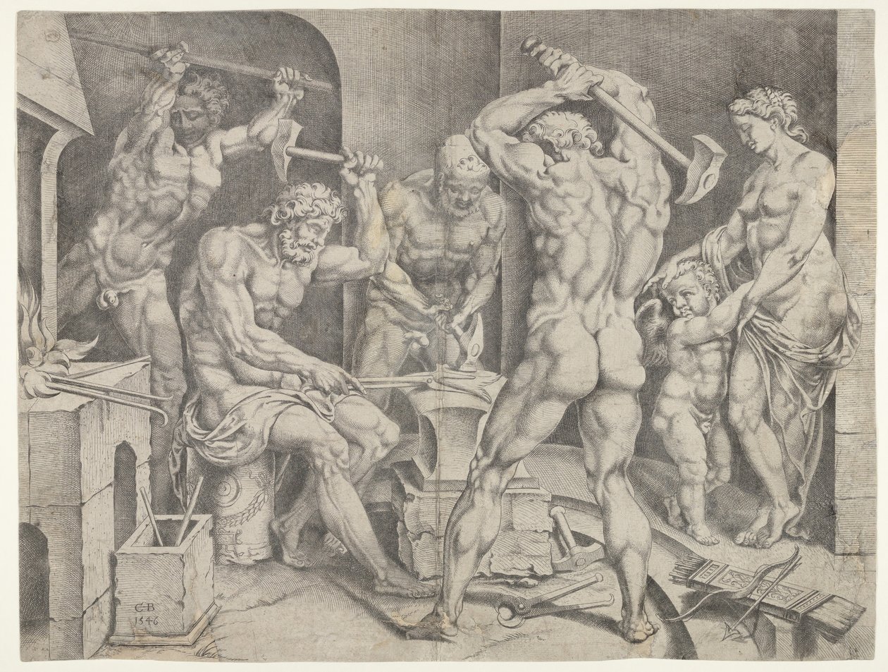 The Forge of Vulcan, 1546. od Cornelis Bos