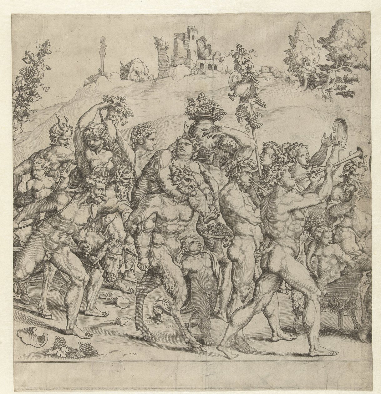 Triumph of Bacchus, středová deska od Cornelis Bos