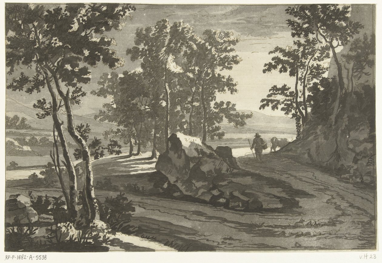 Zalesněná krajina s honákem od Cornelis Brouwer