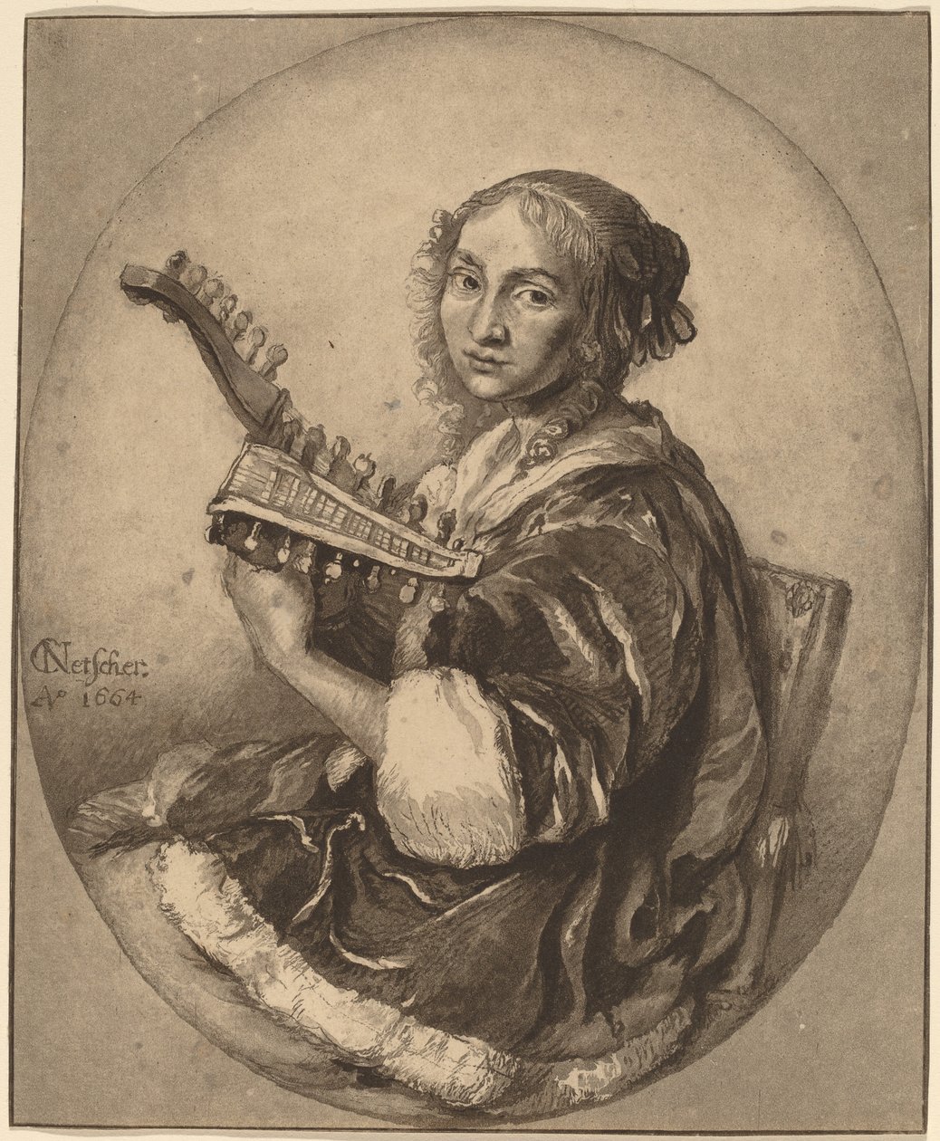 Dáma s dvouhlavou loutnou, 1781. od Cornelis Brouwer