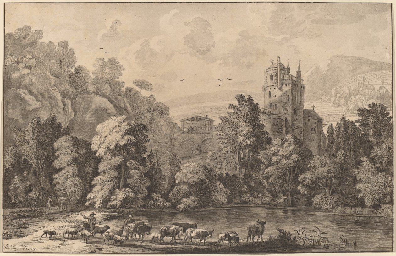 Údolí se starým hradem, 1784, publikováno 1786. od Cornelis Brouwer