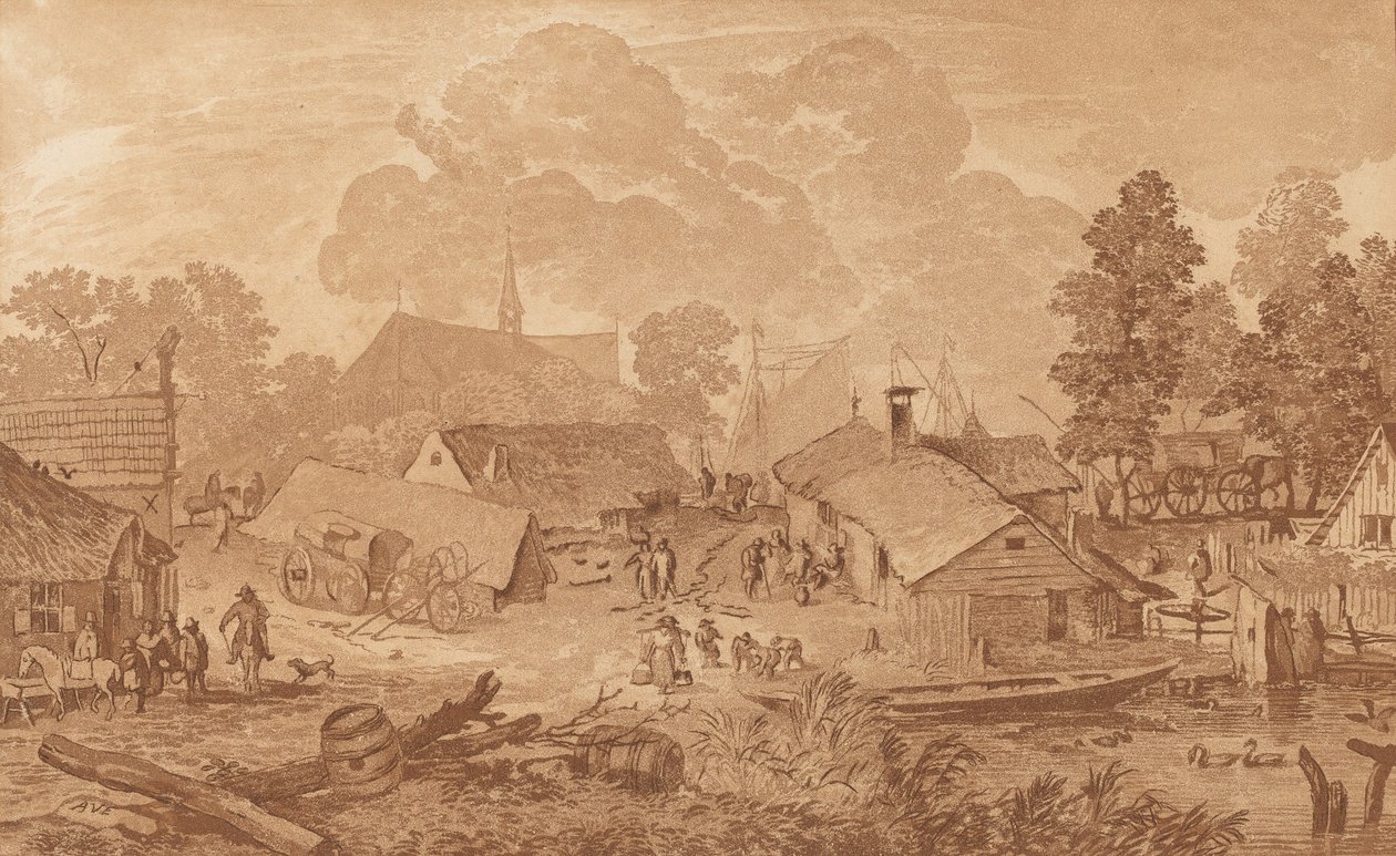 Vesnice s rybníkem, c. 1782. od Cornelis Brouwer