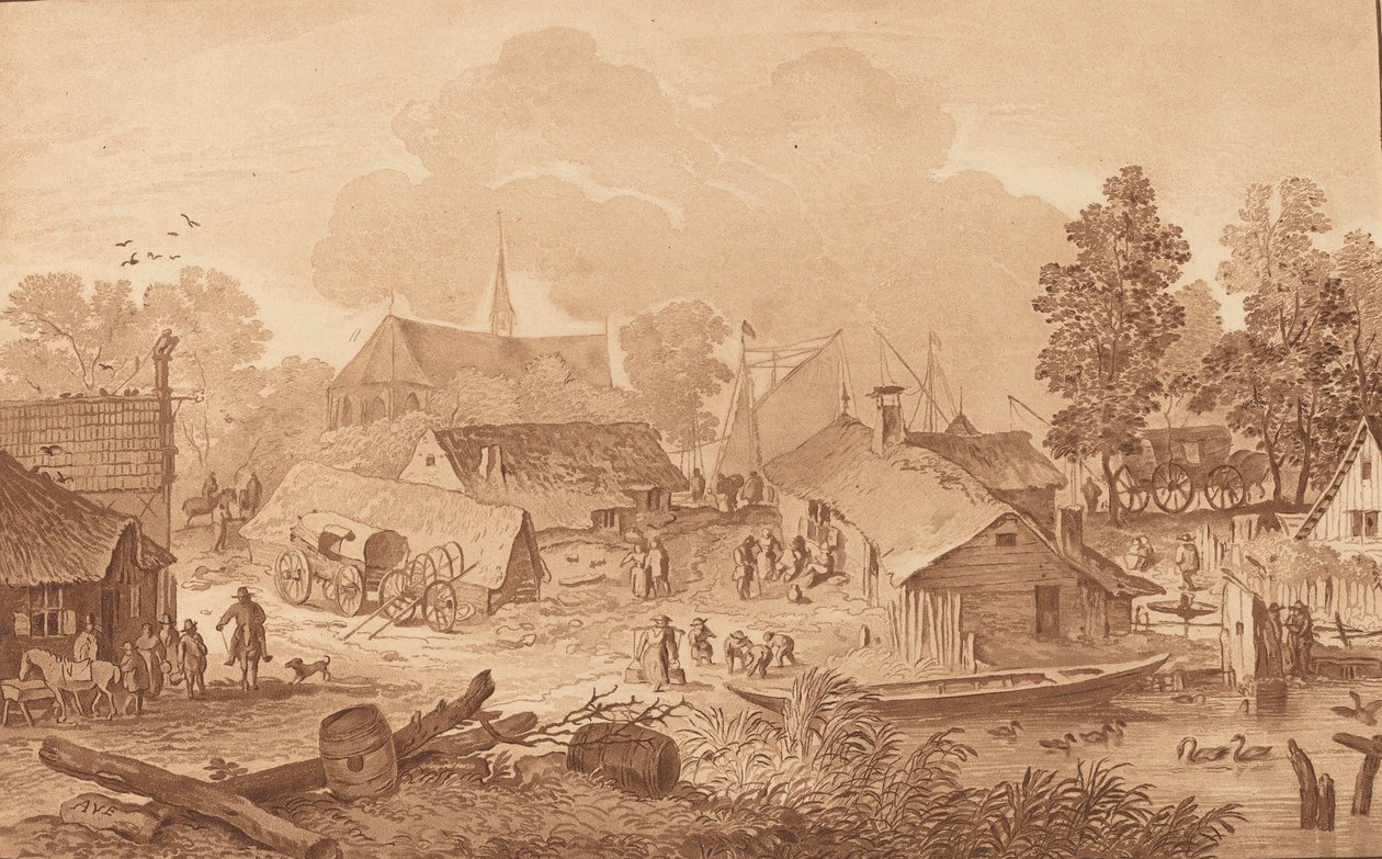 Vesnice s rybníkem, c. 1782. od Cornelis Brouwer