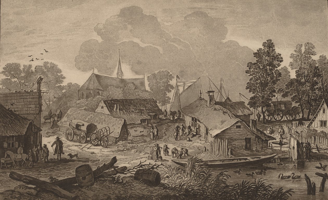 Vesnice s rybníkem, c. 1782. od Cornelis Brouwer