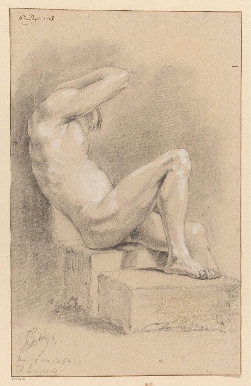 Sedící mužský akt, boční pohled (3. cena 1767) od Cornelis Buys