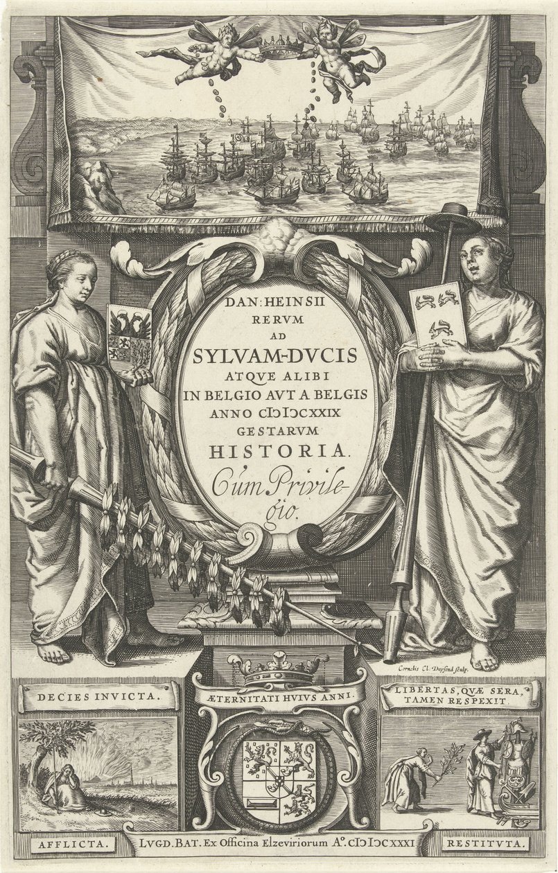 Název stránky: D. Heinsius, Revm ad Sylvam-Dvcis atqve jinde v Belgii avt a Belgis anno 100 DCXXIX gestarvm history. 1631 od Cornelis Claesz. Duysend