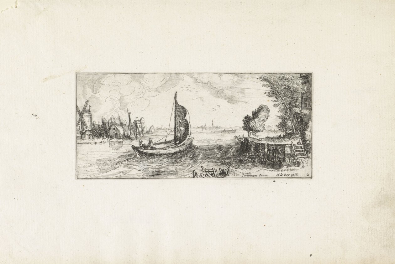 Loď na řece Krajiny (název série) od Cornelis Claesz van Wieringen (possibly)