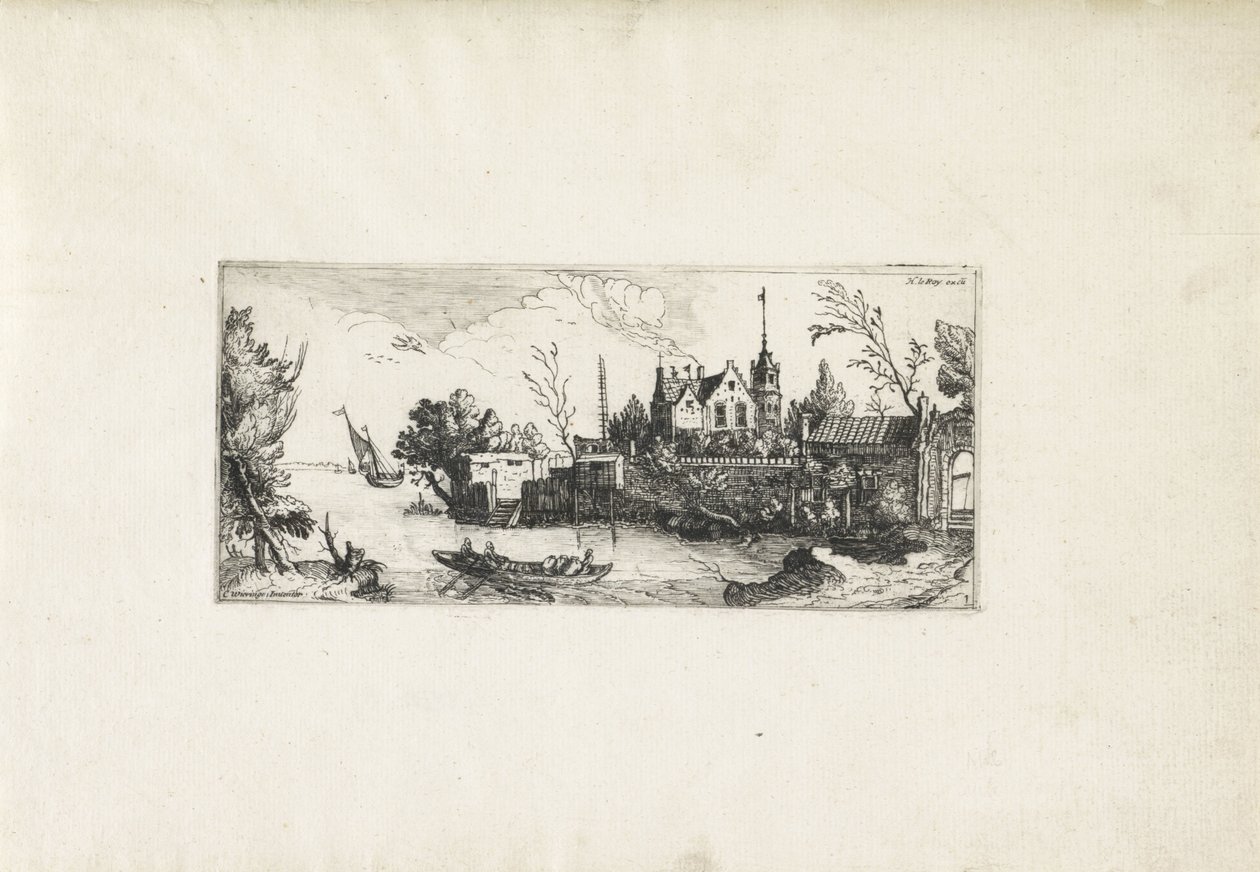 Říční krajina s veslicí Krajiny (název série) od Cornelis Claesz van Wieringen (possibly)