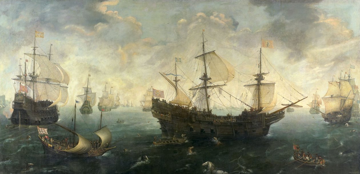 Španělská armáda u anglického pobřeží v roce 1588, kolem 1620-25 od Cornelis Claesz  van Wieringen