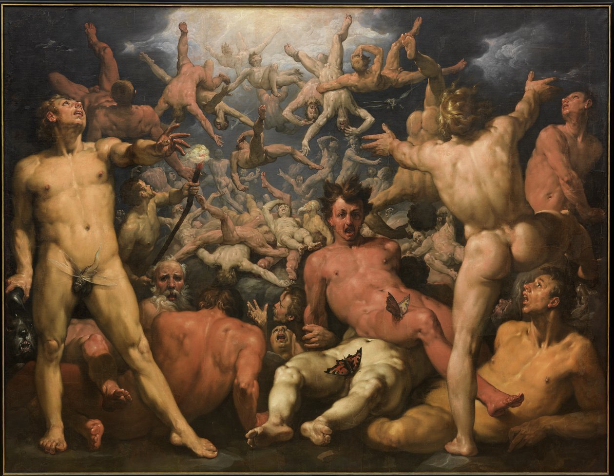 Pád Titánů, asi 1590 od Cornelis Cornelisz. Haarlem van