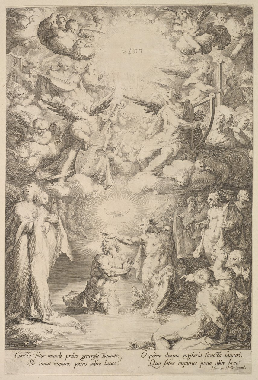 Křest Krista, ca. 1600 od Cornelis Cornelisz van Haarlem