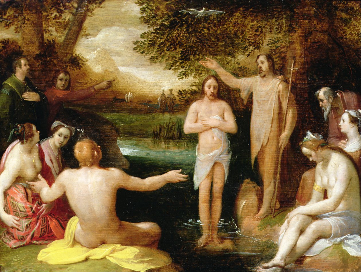 Křest Kristův (olej) od Cornelis Cornelisz. van Haarlem