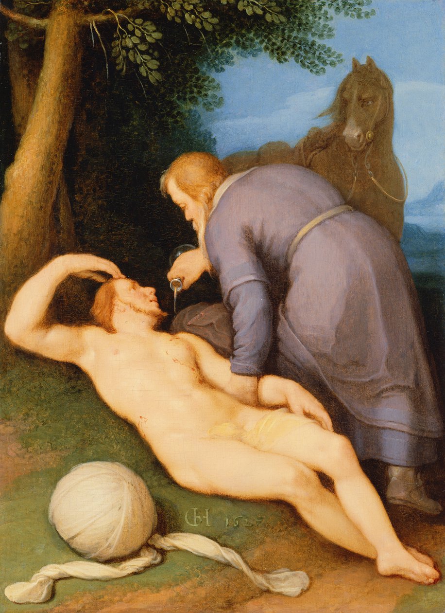Dobrý Samaritán, 1627 (panel) od Cornelis Cornelisz van Haarlem