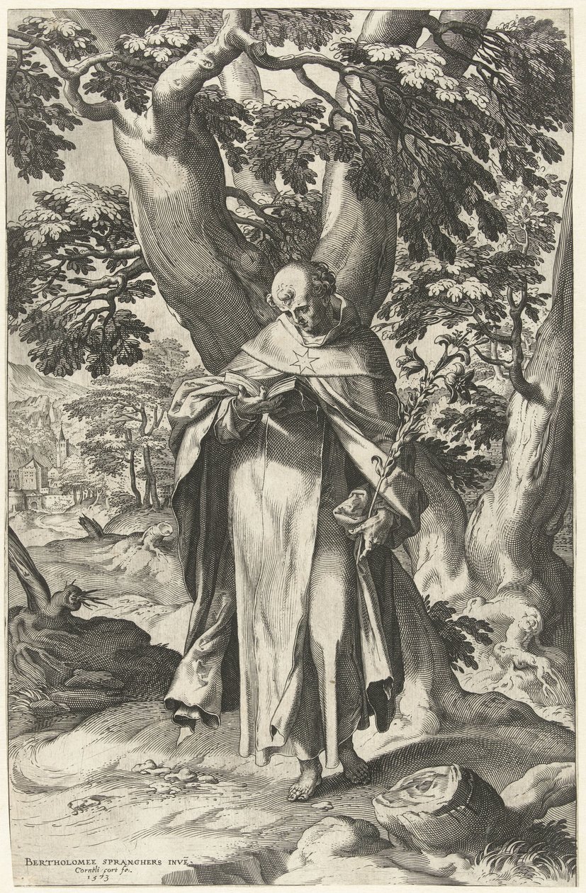 Svatý Dominik čte knihu od Cornelis Cort