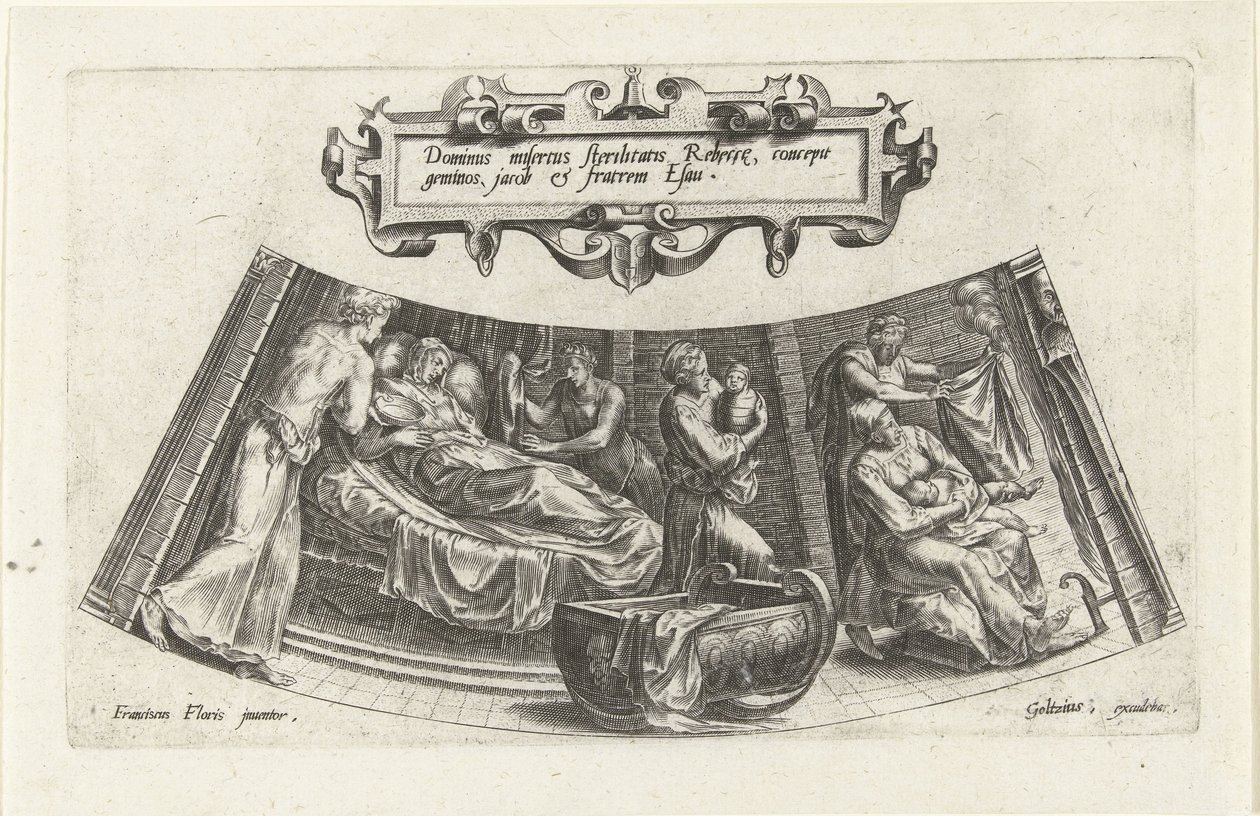 Narození Jákoba a Ezaua The History of Jacob (název série) od Cornelis Cort