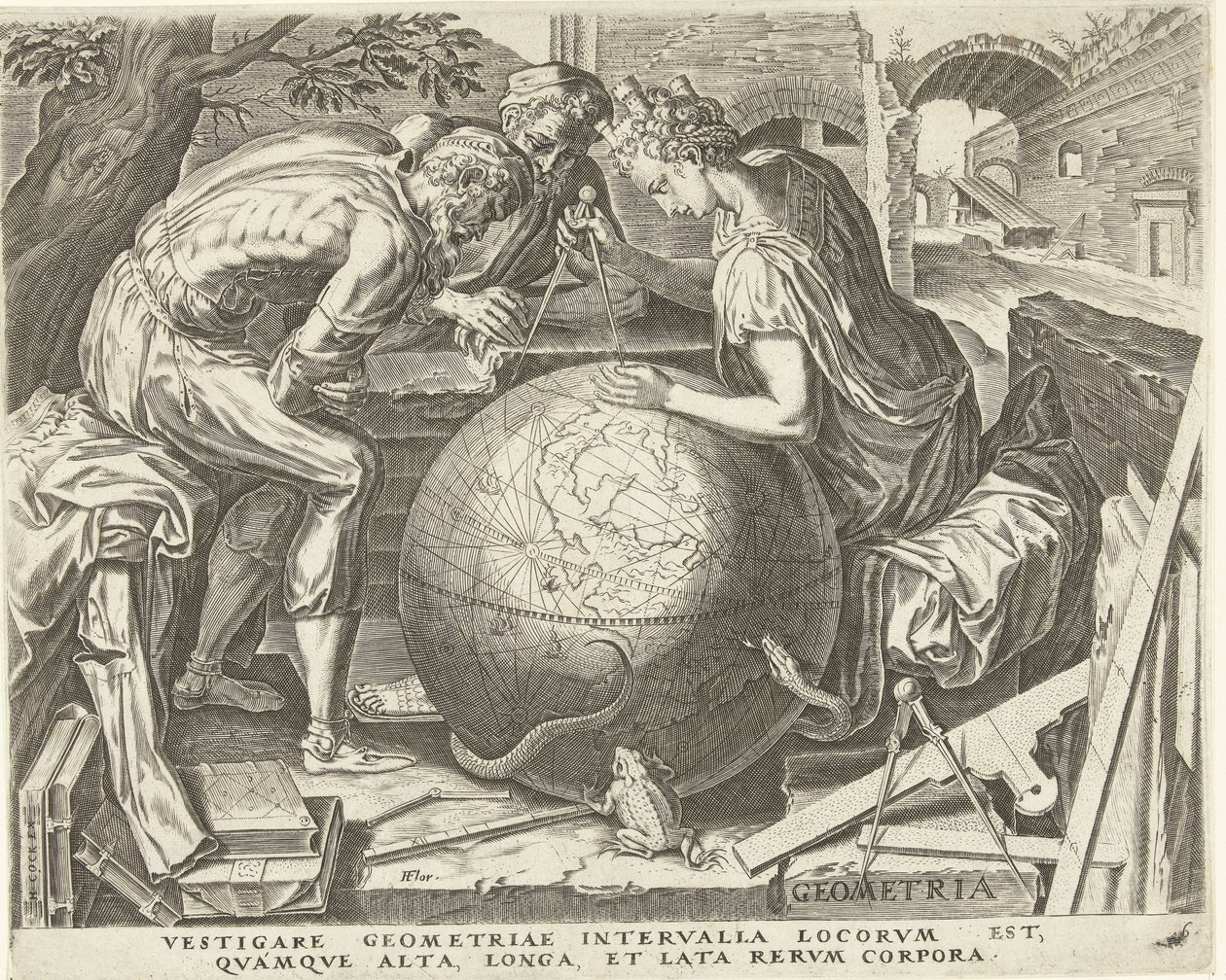 Geometrie (geometrie) Sedm svobodných umění (Artes Liberales) (název série) od Cornelis Cort